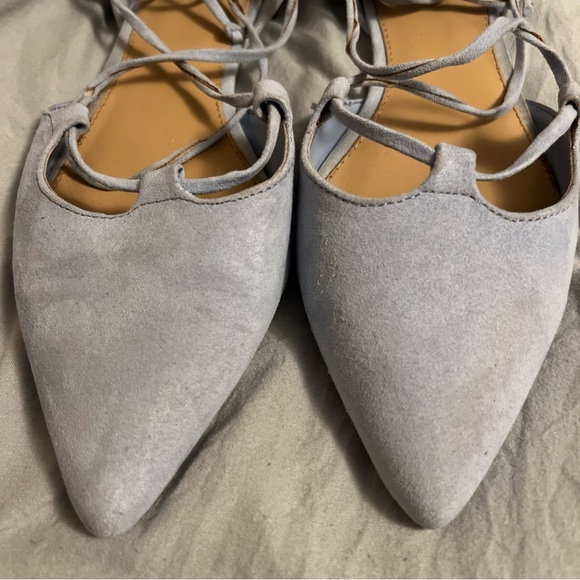 Forever 21 Women’s Pastel Blue Lace Up Pointed Toe Ballet Flats Size 8 - Picture 4 of 5